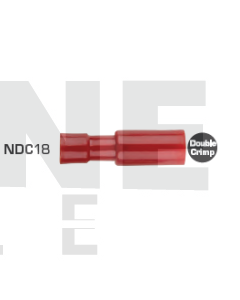 Quikcrimp NDC18 Nylon Red 4mm Bullet Terminal - Female 100 Pack