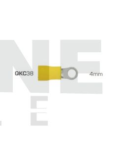 IONNIC QKC38 Yellow Vinyl Insulated 4mm Ring Terminals (Pack of 100)